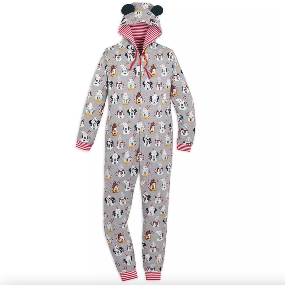 Disney Mickey and Friends Holiday 2021 Cocoa Mug Pajama One Piece Grey Sz XL